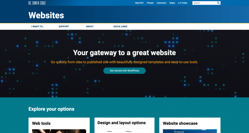 the Websites.ucsc.edu site.  Your gateway to a great website. 